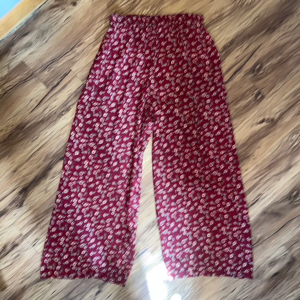 The Limited Red Paisley Wide Leg Pants Boho Print Flowy Lounge Trousers Medium